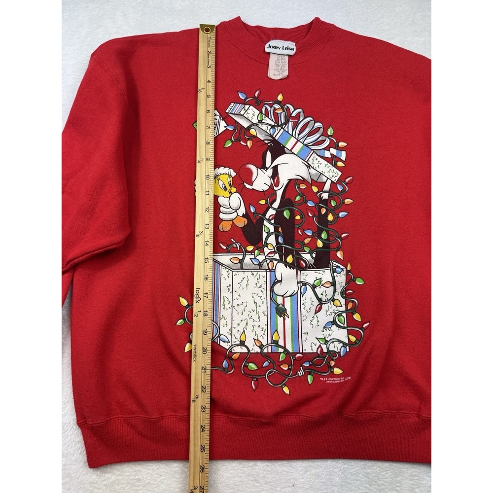 Vintage Looney Tunes Sweatshirt Mens XL Sylvester Tweety Christmas Crewneck 90s - Picture 5 of 7
